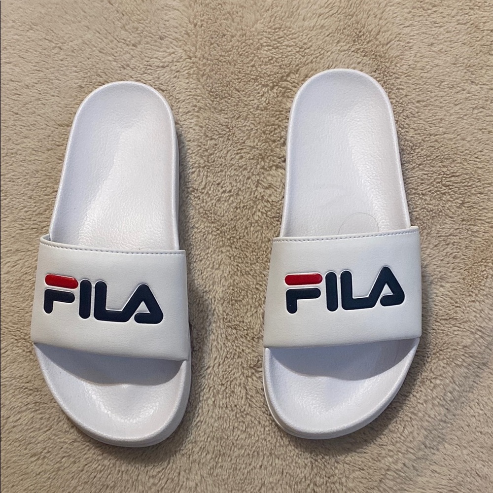 Fila White Slide Sandals